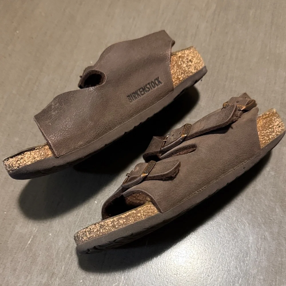 Birkenstock Kids Dark Brown Double-Buckle Sandals